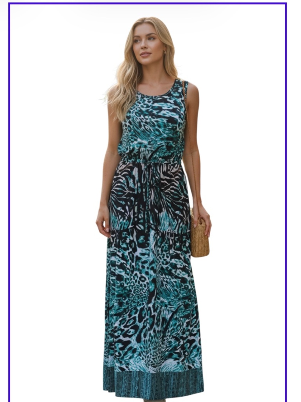 NWT Milano Sleeveless Long Maxi Dress, Low Waist-Tie, Flattering, Semi-Sheer